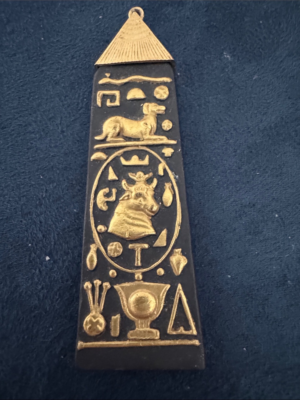 Wedgwood Gold and Black Egyptian Obelisk Pendant